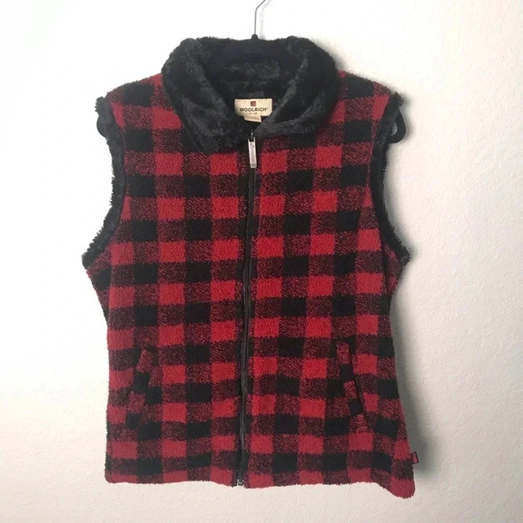 Woolrich Buffalo plaid zip up vest‎ red black medium - Picture 10 of 10